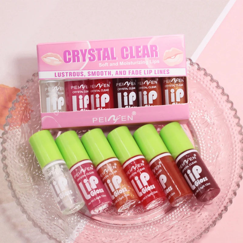Set 6pcs Moisturizing Lip Gloss Plump Lips Clear Lip Oil Water Light Lip Glaze Hydrating Make Up Liquid Lipstick Korean Cosmetic