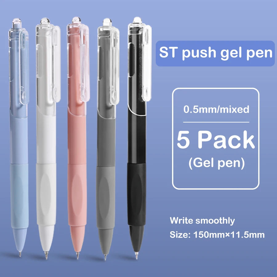 5 pcs gel pen ins smooth press quick-drying  0.5mm black pen ballpoint pens school supplies stationery