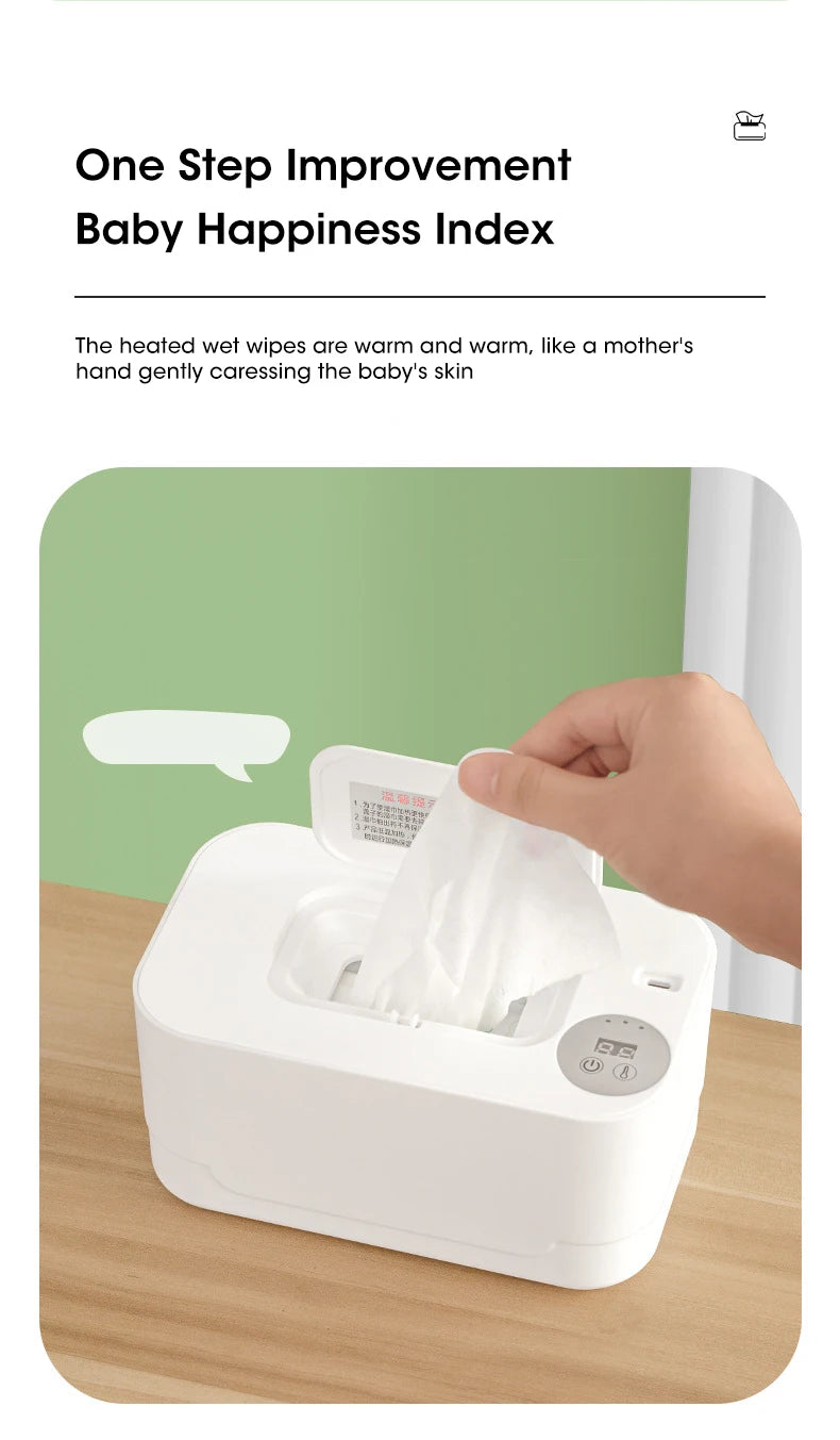 LED Display Baby Wipe Warmer Heater Wet Towel Dispenser Portable USB Charge Baby Wipe Warmer Napkin Heating Box Home/Car Use