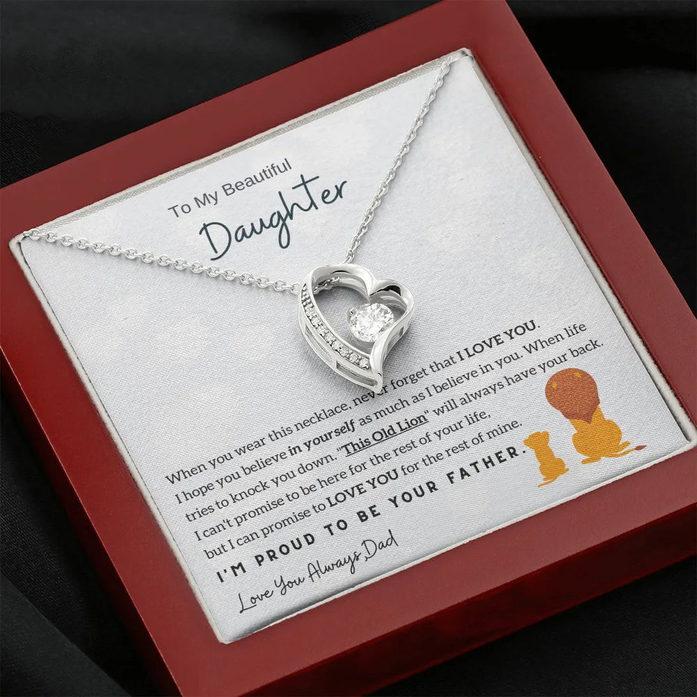 To My Daughter Stainless Steel Love Necklace Gift From Dad Birthday Fashion Women Girl Heart Pendant Necklaces Dropshipping