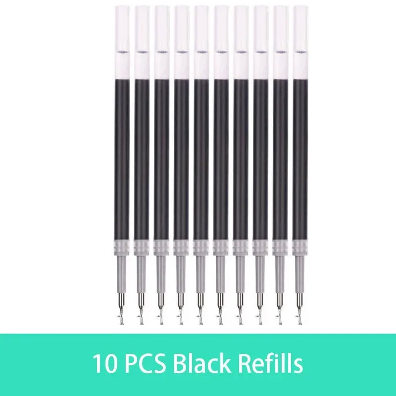 Retractable Gel Pen Set 0.5mm Black/Red/Blue Large Capacity Ball Point Pen Handle Replaceable Refills Rod School Office Supplies