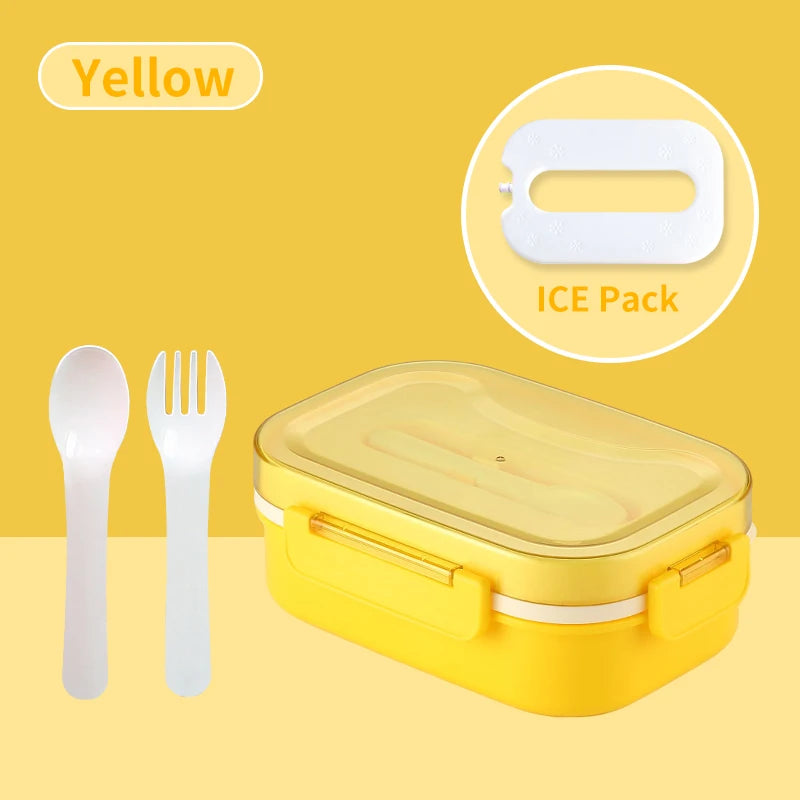 ICE Pack Bento Box Sauce Separation Fresh Sala Box ICE Lunch Box Leak-proof Picnic With Fork&Spoon For Kids School Office
