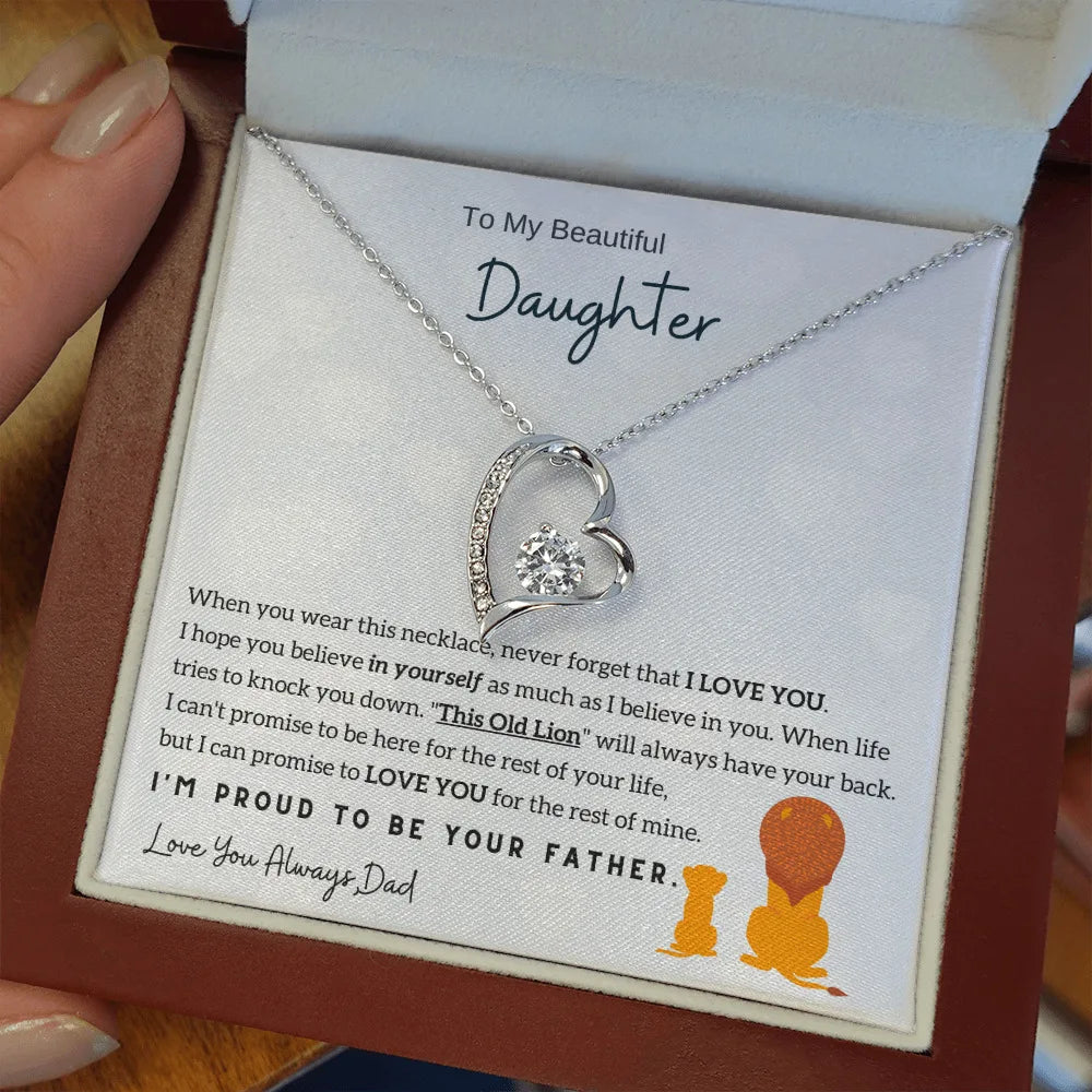 To My Daughter Stainless Steel Love Necklace Gift From Dad Birthday Fashion Women Girl Heart Pendant Necklaces Dropshipping