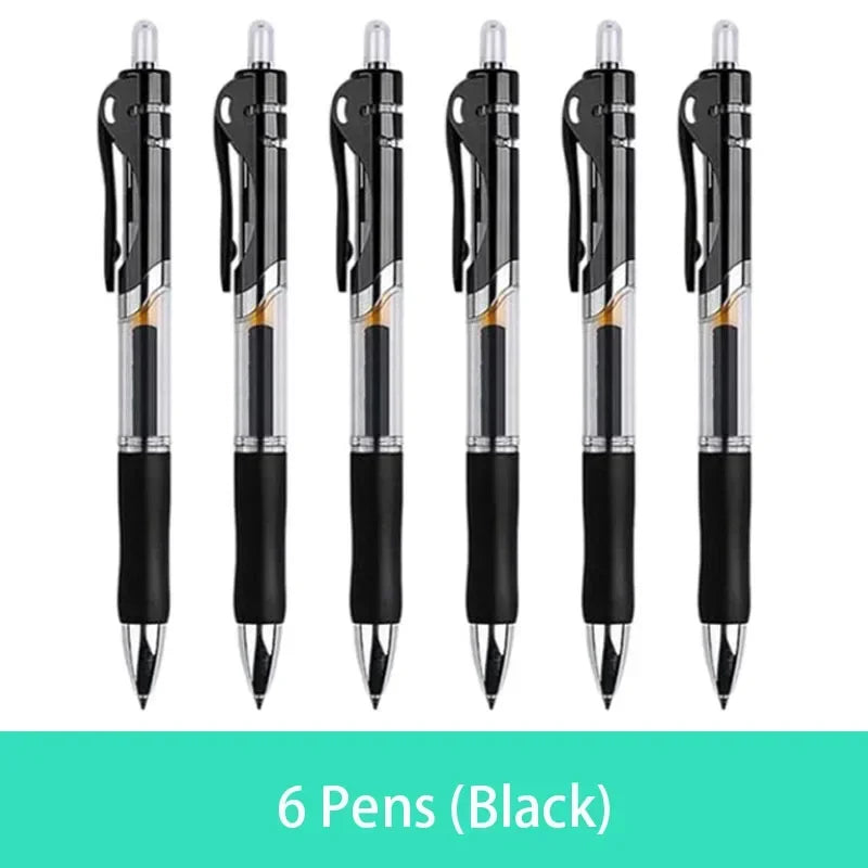 Retractable Gel Pen Set 0.5mm Black/Red/Blue Large Capacity Ball Point Pen Handle Replaceable Refills Rod School Office Supplies