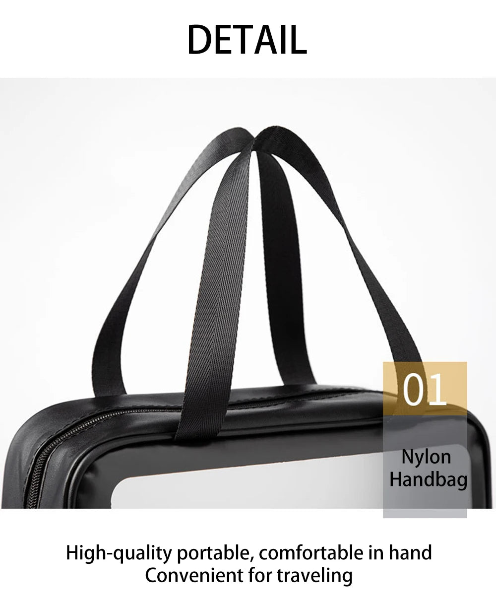 3PCS Portable Makeup Bag Large Capacity Make Up Brushes Lipstick Travel Cosmetics Storage Toiletry Bag Waterproof Transparent