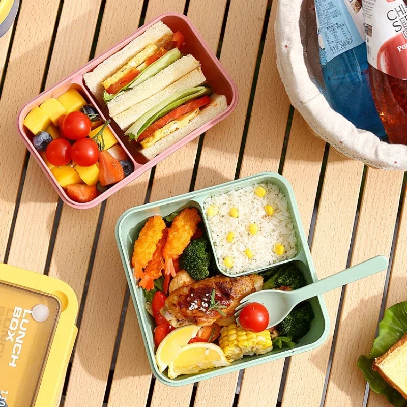 1pcs Lunch Box Portable Lunch Bags for Children School Office Bento Box with Tableware  Complete Kit Microwavable Heating