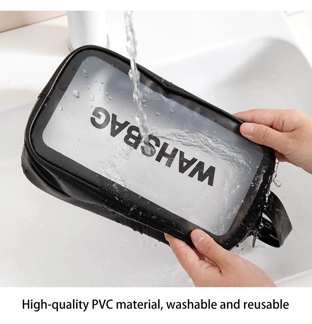 3PCS Portable Makeup Bag Large Capacity Make Up Brushes Lipstick Travel Cosmetics Storage Toiletry Bag Waterproof Transparent