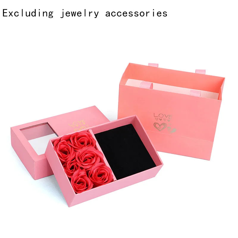 Jewelry Box Immortal Flower Jewelry Box Roses Window Valentine's Day Mother's Day Gift Box Ring Earrings Pendant Necklace Box