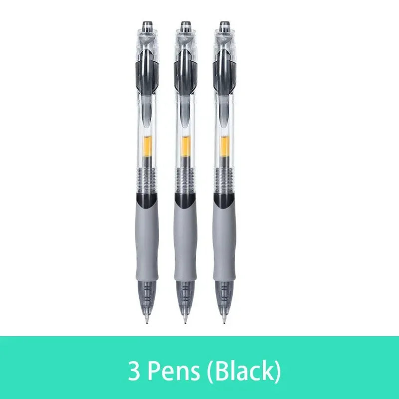 Retractable Gel Pen Set 0.5mm Black/Red/Blue Large Capacity Ball Point Pen Handle Replaceable Refills Rod School Office Supplies