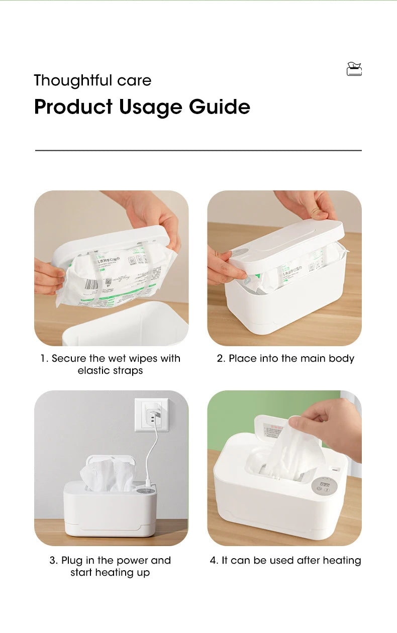 LED Display Baby Wipe Warmer Heater Wet Towel Dispenser Portable USB Charge Baby Wipe Warmer Napkin Heating Box Home/Car Use