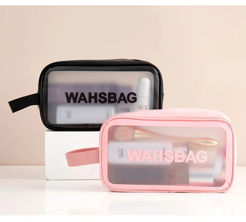 3PCS Portable Makeup Bag Large Capacity Make Up Brushes Lipstick Travel Cosmetics Storage Toiletry Bag Waterproof Transparent