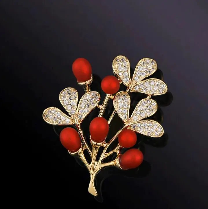 Elegant Gold Color Rose Flower Brooches For Women Girls Rhinestone CZ Luxury Women Accessories