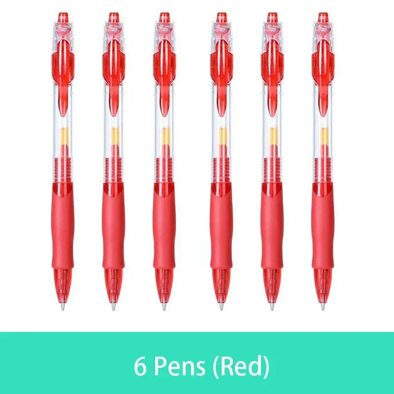 Retractable Gel Pen Set 0.5mm Black/Red/Blue Large Capacity Ball Point Pen Handle Replaceable Refills Rod School Office Supplies