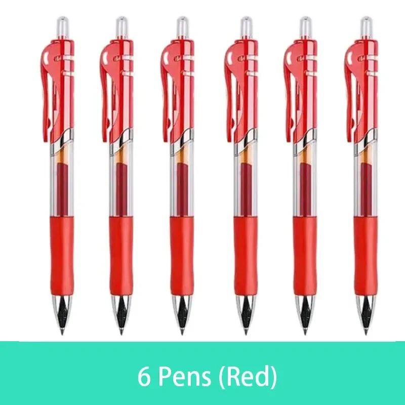 Retractable Gel Pen Set 0.5mm Black/Red/Blue Large Capacity Ball Point Pen Handle Replaceable Refills Rod School Office Supplies