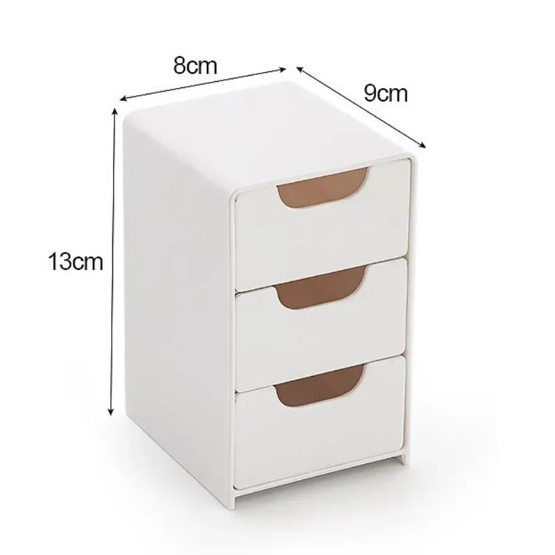 Chic 3-Tier Desk Organizer with Drawers - Ideal for Office Supplies, Jewelry & Cosmetics Storage - Portable Divider Box