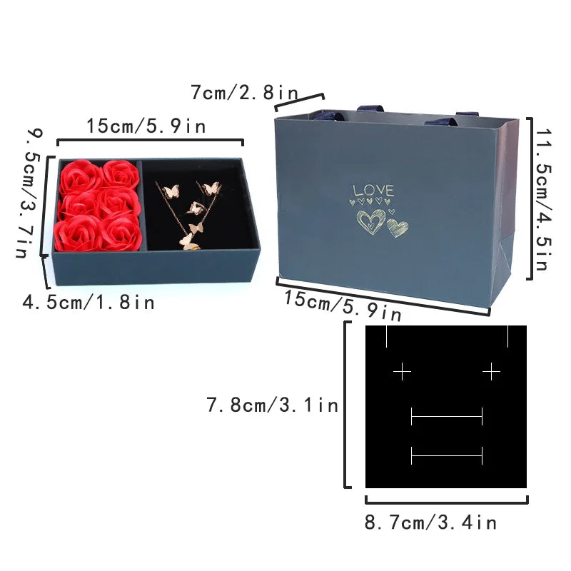 Jewelry Box Immortal Flower Jewelry Box Roses Window Valentine's Day Mother's Day Gift Box Ring Earrings Pendant Necklace Box