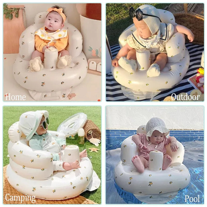 Baby Inflatable Seat Built in Air Pump Infant Back Support Sofa Chair for Sitting Up Portable Baby Shower Chair Floor Seater