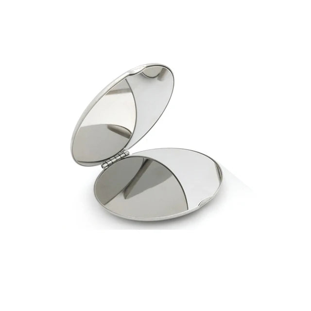 1pc Portable Women Stainless Steel Makeup Mirror Hand Pocket Folded-Side Cosmetic Make Up Mirror Small Various Shapes