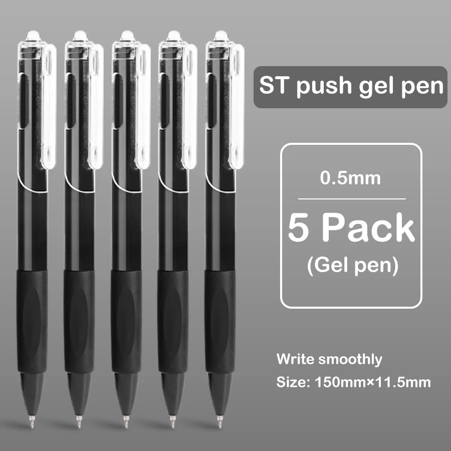 5 pcs gel pen ins smooth press quick-drying  0.5mm black pen ballpoint pens school supplies stationery