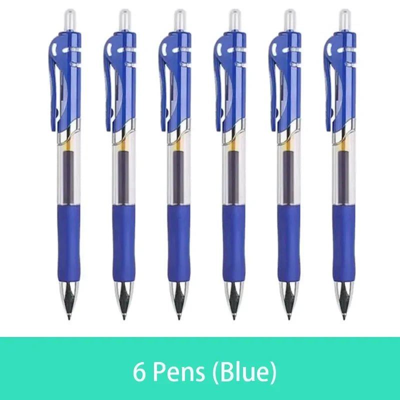 Retractable Gel Pen Set 0.5mm Black/Red/Blue Large Capacity Ball Point Pen Handle Replaceable Refills Rod School Office Supplies