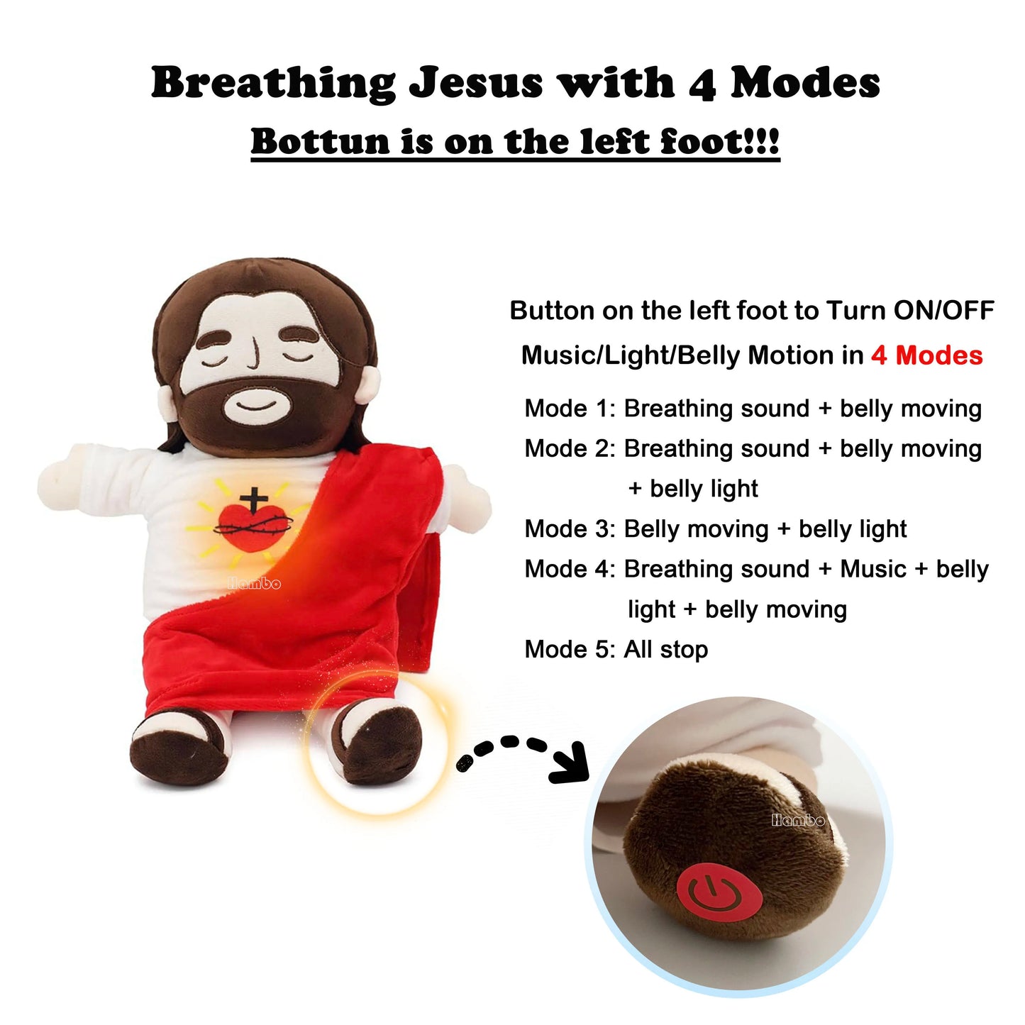 Breathing Jesus Soothing Plush Toy