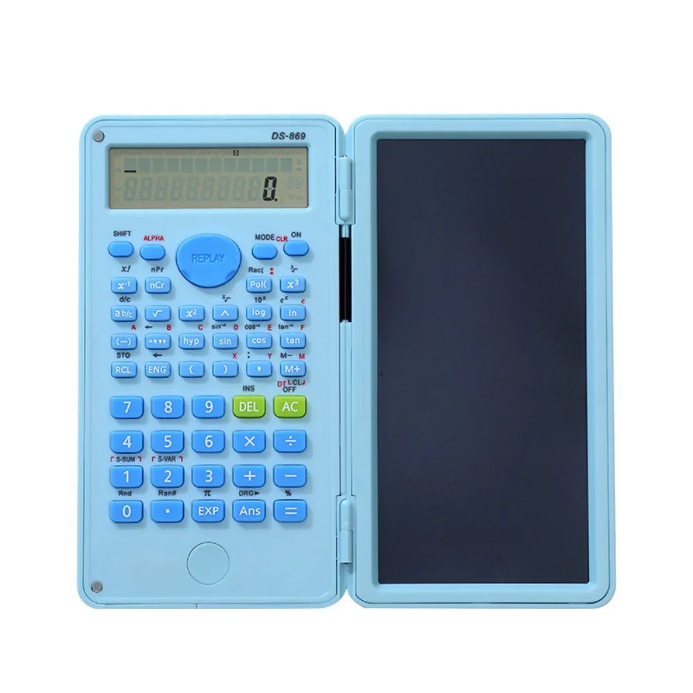 2 IN 1 Scientific Calculator with LCD Notepad 12 Digits Math Calculator Portable Foldable Handwriting Board School Office