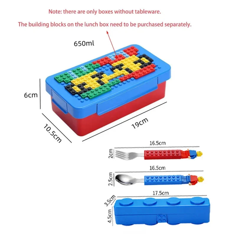 Portable Sealed Lunch Box Color Building Blocks Splicing Children's Student Lunch Box Colorful Picnic Fruit Salad Bento Box