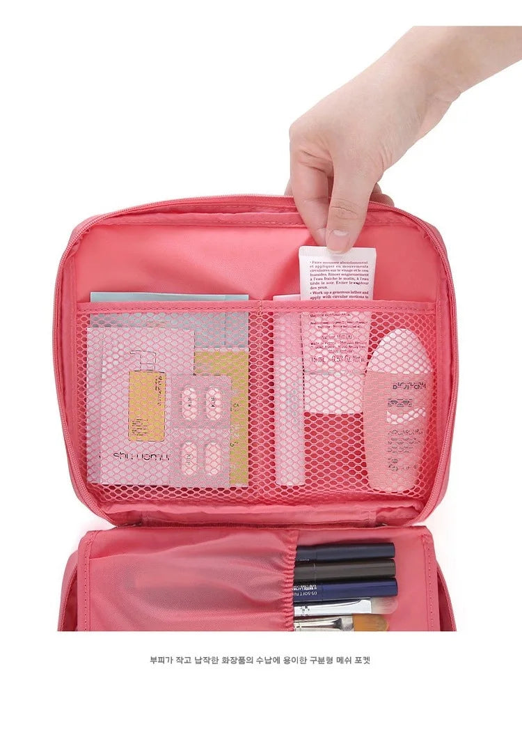 High Capacity Portable Girl Travel Makeup Bag Women's Make up Bag Toiletries Organizer Waterproof Oxford Female Storage Cosmetic