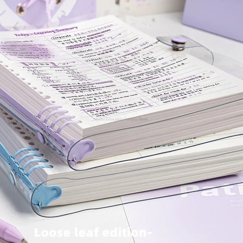 A5 Transparent Soft Cover 60 Pages Diary Loose Leaf Checkered Book School Notebooks Notebook Notepad Writing Pads Office