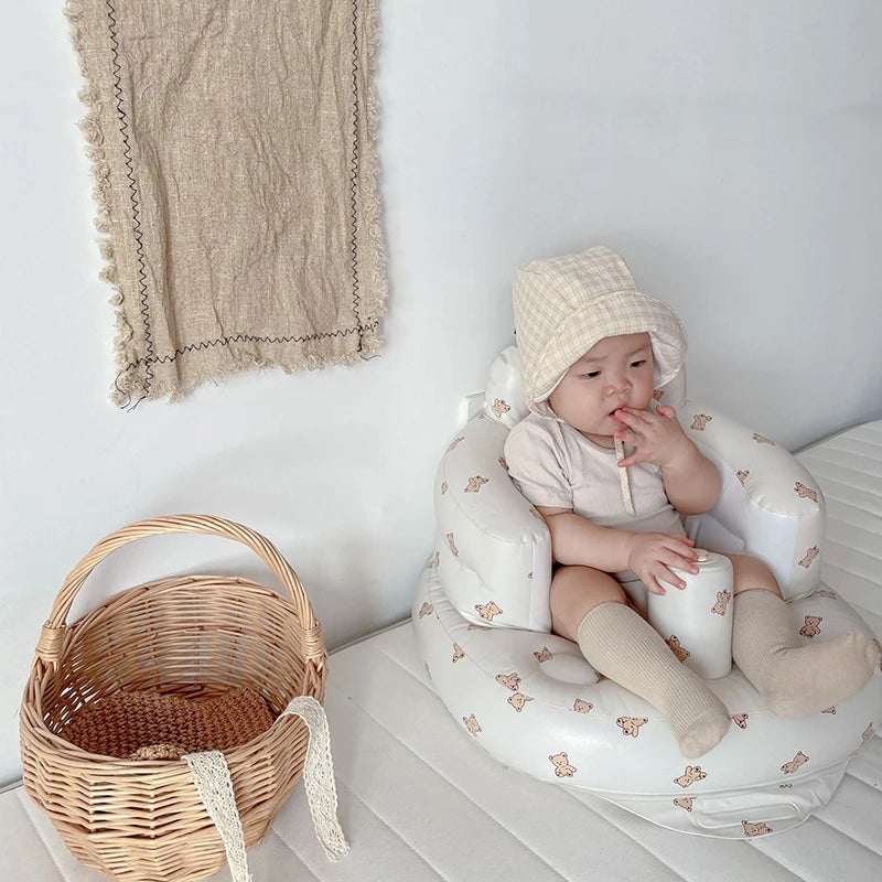 Baby Inflatable Seat Built in Air Pump Infant Back Support Sofa Chair for Sitting Up Portable Baby Shower Chair Floor Seater