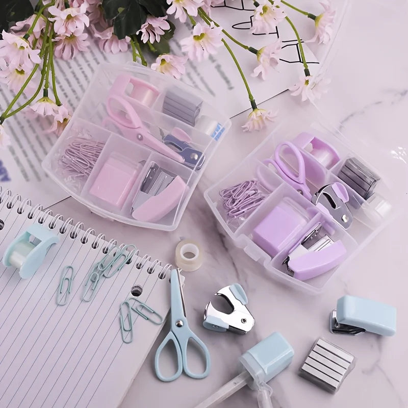 Mini Office Stationery Set Bring Back Snap Staples and Tape Portable Student Office Gift Essential Stationery for Students