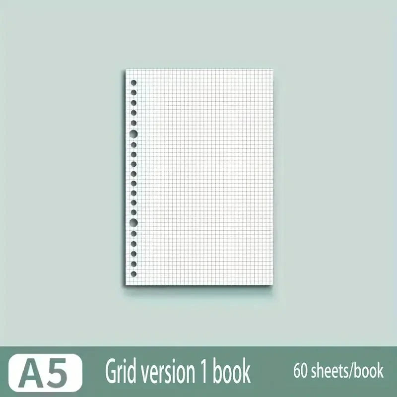 60 Sheets Notebook Refill Notepad Loose Leaf Binder Paper A4/ B5/A5 Blank/Grid/Lined Notebooks Writing Pads Office School