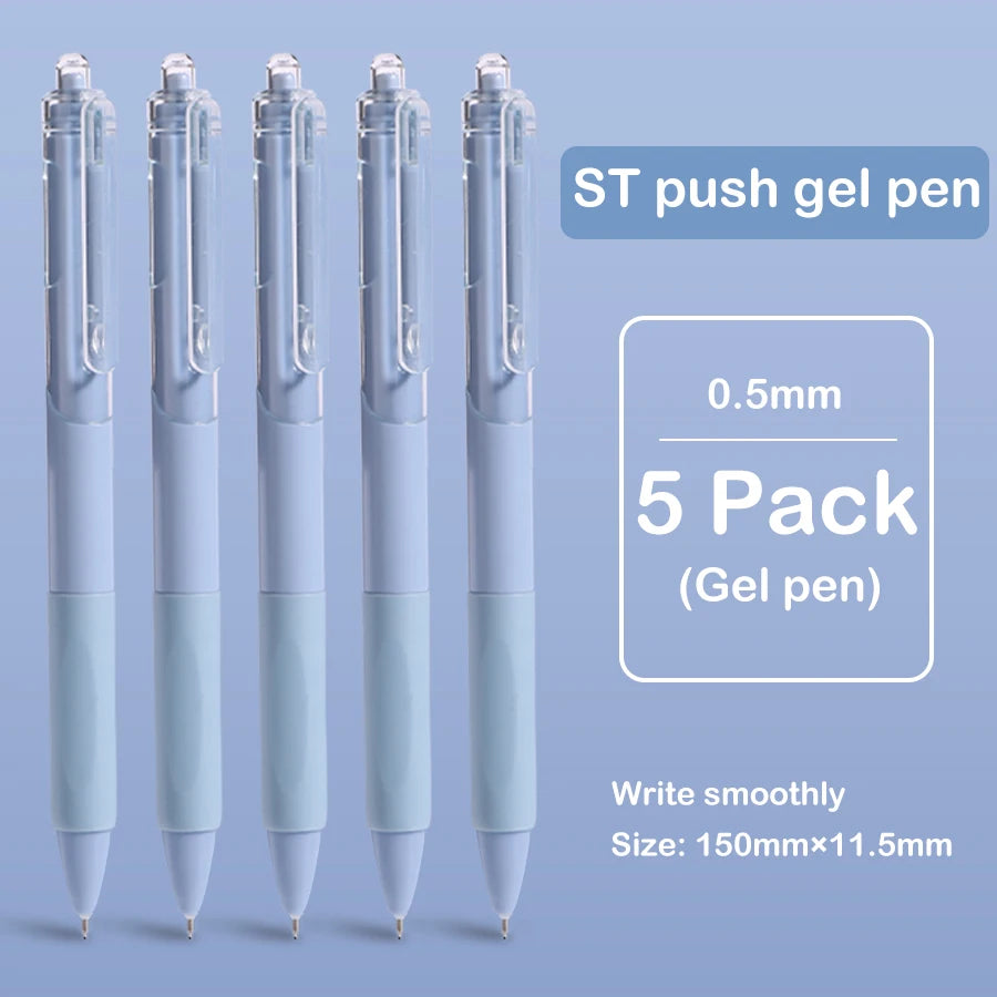 5 pcs gel pen ins smooth press quick-drying  0.5mm black pen ballpoint pens school supplies stationery