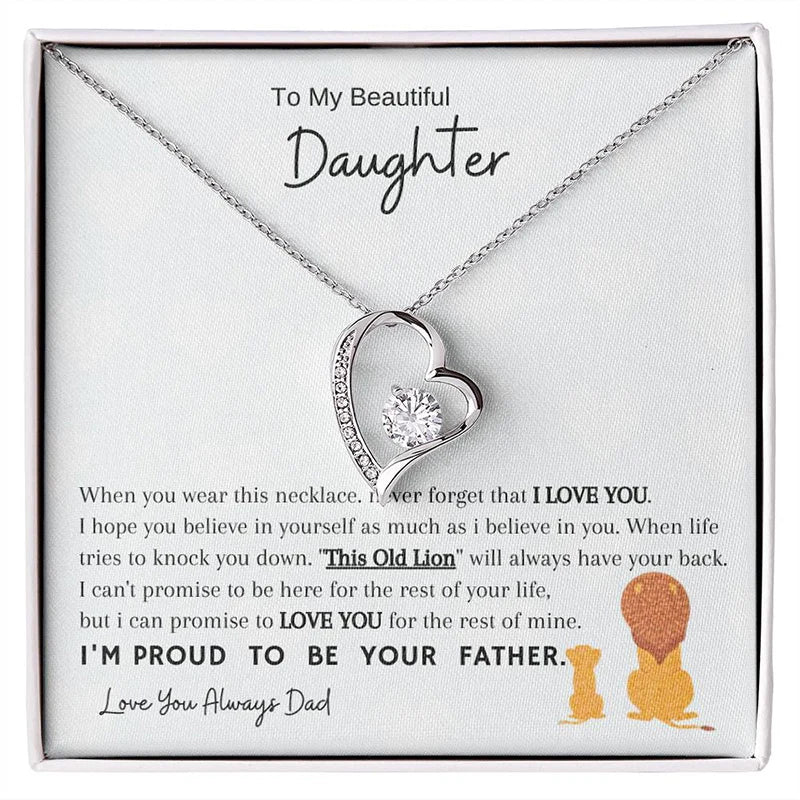 To My Daughter Stainless Steel Love Necklace Gift From Dad Birthday Fashion Women Girl Heart Pendant Necklaces Dropshipping