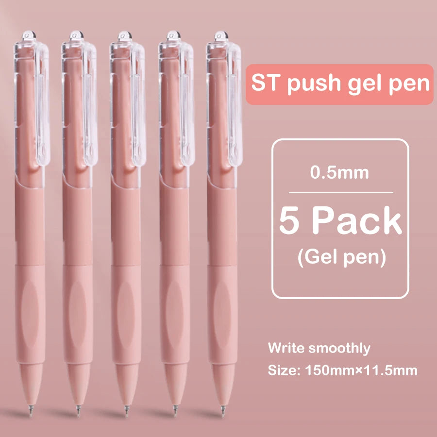 5 pcs gel pen ins smooth press quick-drying  0.5mm black pen ballpoint pens school supplies stationery