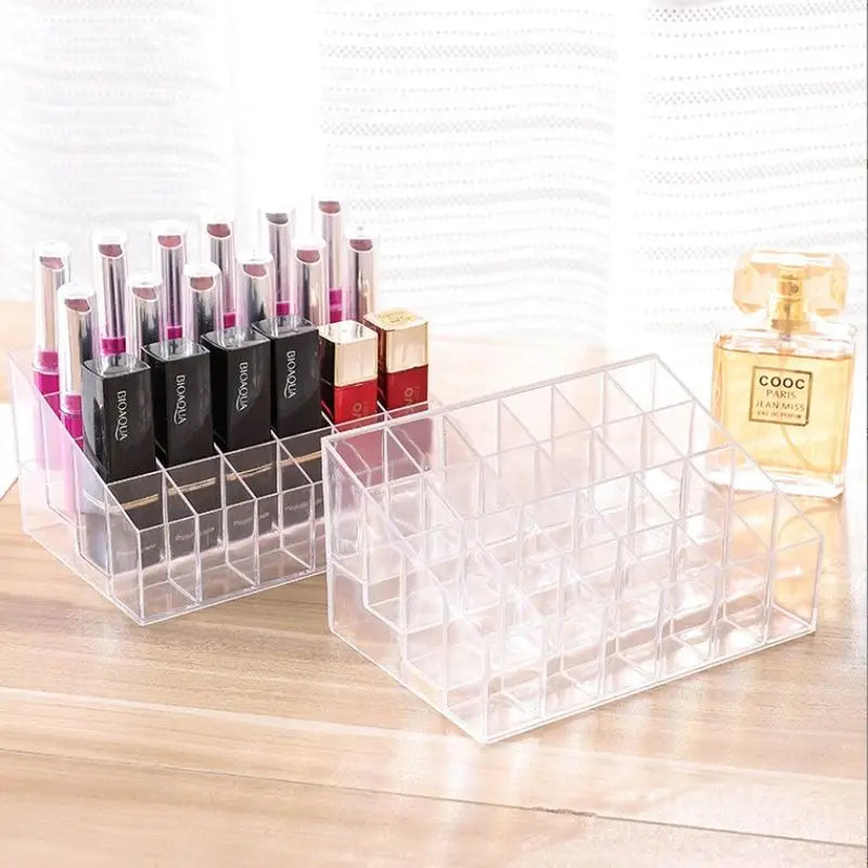 1PC 24 Grids Lipstick Display Stand Makeup Lip Gloss Holder Transparent Cosmetic Storage Display Rack Make Up Tools
