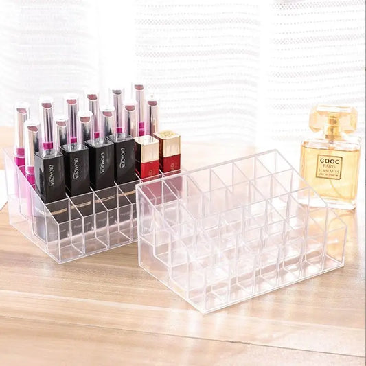 1PC 24 Grids Lipstick Display Stand Makeup Lip Gloss Holder Transparent Cosmetic Storage Display Rack Make Up Tools