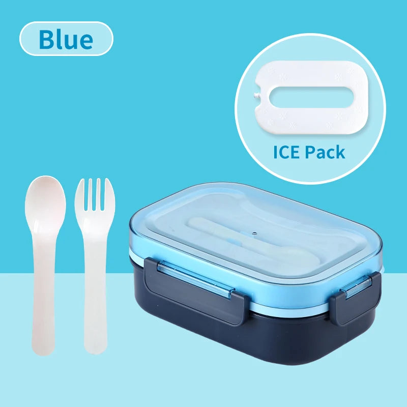 ICE Pack Bento Box Sauce Separation Fresh Sala Box ICE Lunch Box Leak-proof Picnic With Fork&Spoon For Kids School Office