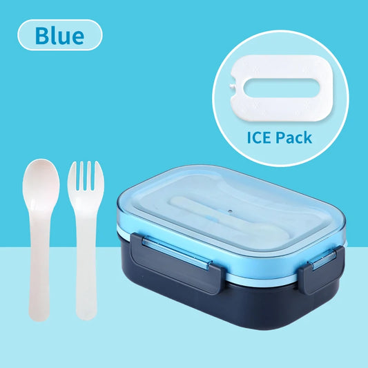 ICE Pack Bento Box Sauce Separation Fresh Sala Box ICE Lunch Box Leak-proof Picnic With Fork&Spoon For Kids School Office