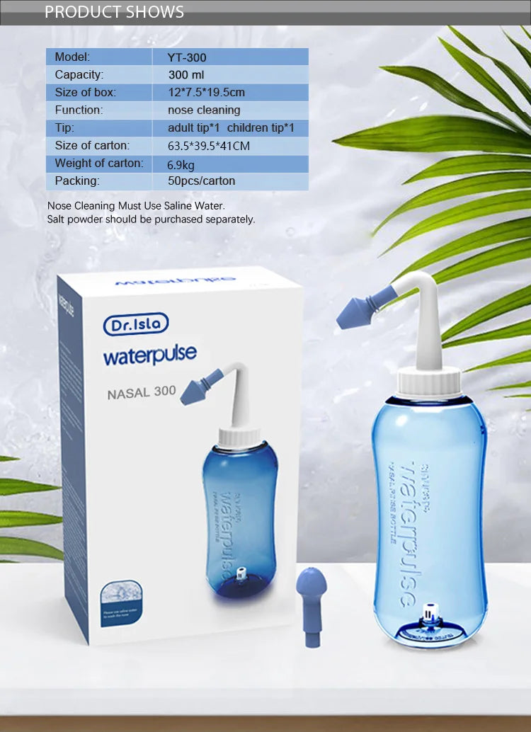 Dr.isla 300ML Nose Wash Cleaner Nasal Irrigator Rinse Bottle Nose Protector Avoid Allergic Rhinitis Adults Children Neti Pot