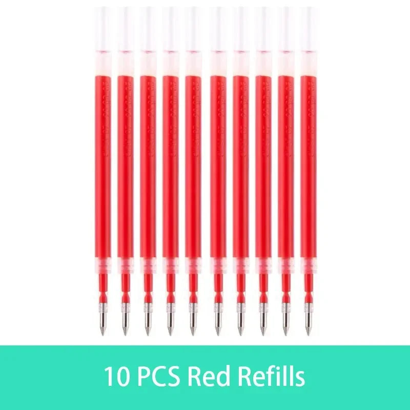 Retractable Gel Pen Set 0.5mm Black/Red/Blue Large Capacity Ball Point Pen Handle Replaceable Refills Rod School Office Supplies