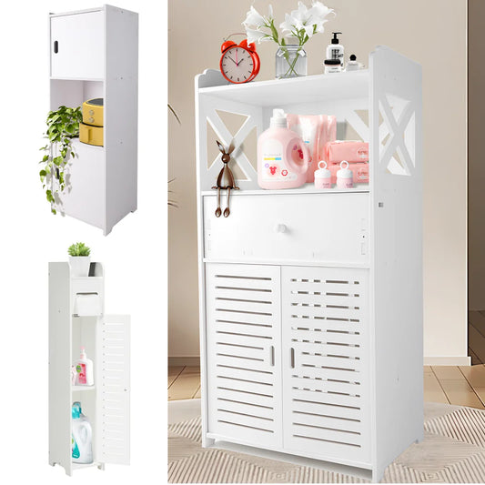 Bathroom Cabinet 3 Tier Storage Cabinet Organizer with Door Bathroom Furniture Free-standing Toilet Storage Cabinet