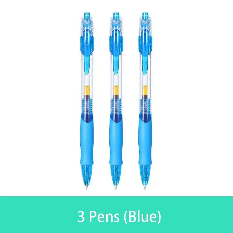Retractable Gel Pen Set 0.5mm Black/Red/Blue Large Capacity Ball Point Pen Handle Replaceable Refills Rod School Office Supplies