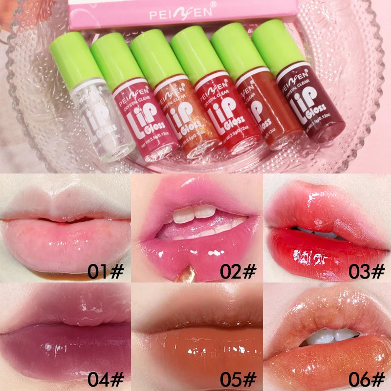 Set 6pcs Moisturizing Lip Gloss Plump Lips Clear Lip Oil Water Light Lip Glaze Hydrating Make Up Liquid Lipstick Korean Cosmetic