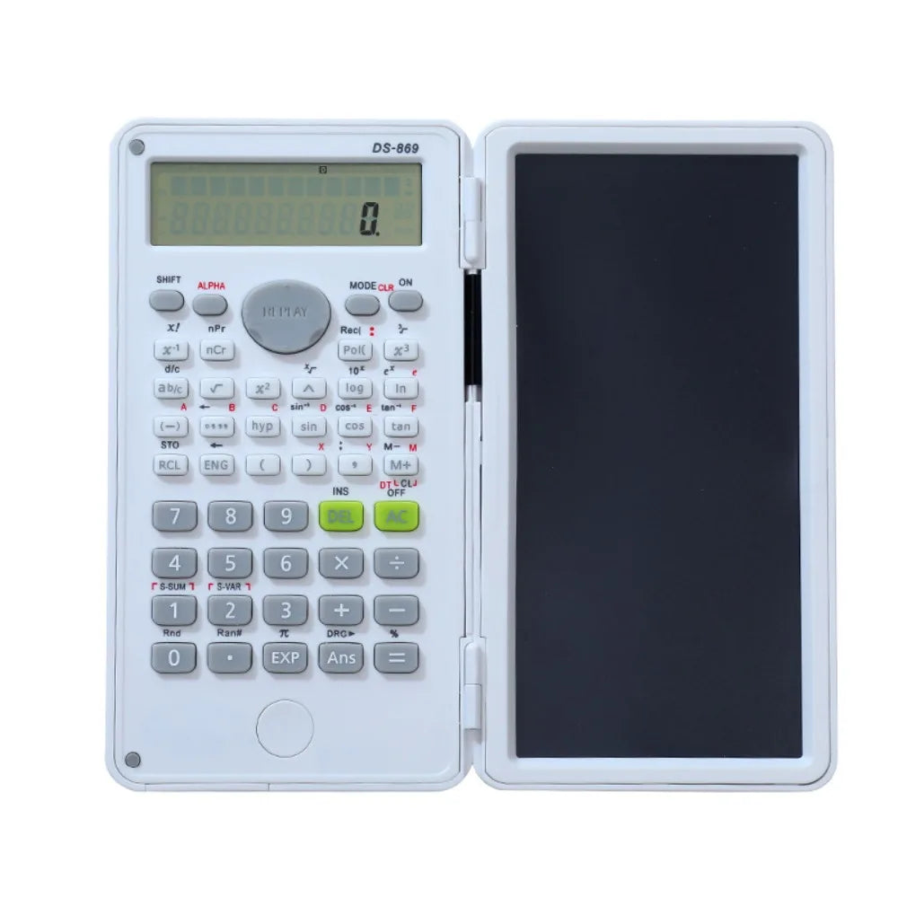 2 IN 1 Scientific Calculator with LCD Notepad 12 Digits Math Calculator Portable Foldable Handwriting Board School Office