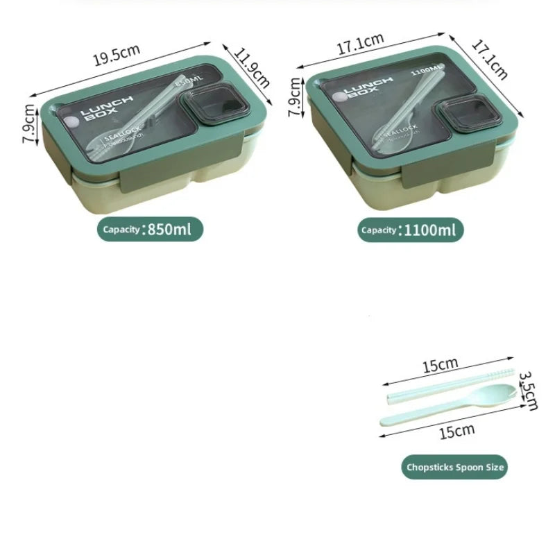 1pcs Lunch Box Portable Lunch Bags for Children School Office Bento Box with Tableware  Complete Kit Microwavable Heating