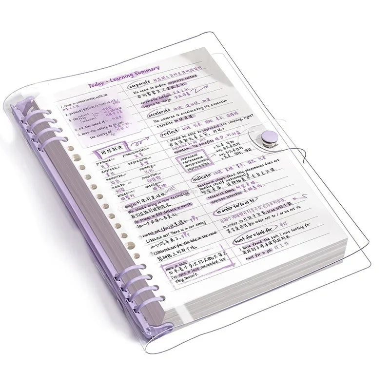 A5 Transparent Soft Cover 60 Pages Diary Loose Leaf Checkered Book School Notebooks Notebook Notepad Writing Pads Office