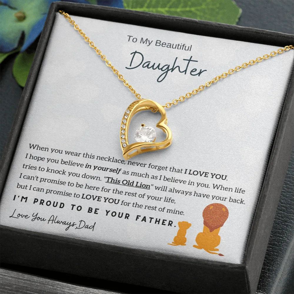 To My Daughter Stainless Steel Love Necklace Gift From Dad Birthday Fashion Women Girl Heart Pendant Necklaces Dropshipping