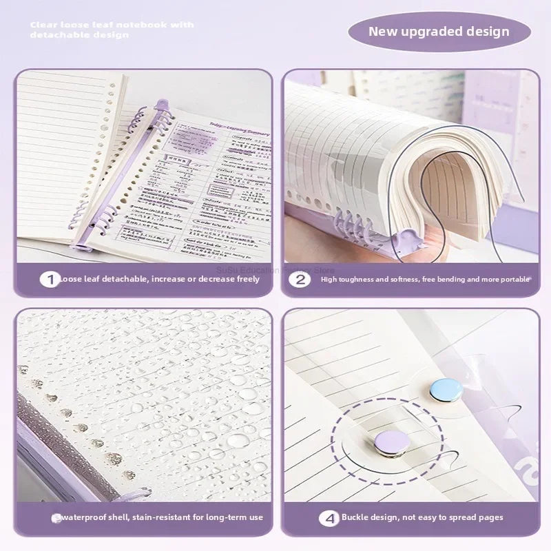 A5 Transparent Soft Cover 60 Pages Diary Loose Leaf Checkered Book School Notebooks Notebook Notepad Writing Pads Office