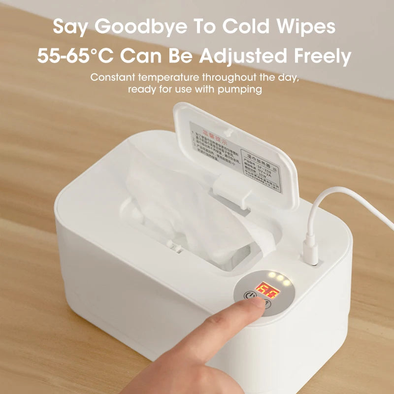 LED Display Baby Wipe Warmer Heater Wet Towel Dispenser Portable USB Charge Baby Wipe Warmer Napkin Heating Box Home/Car Use